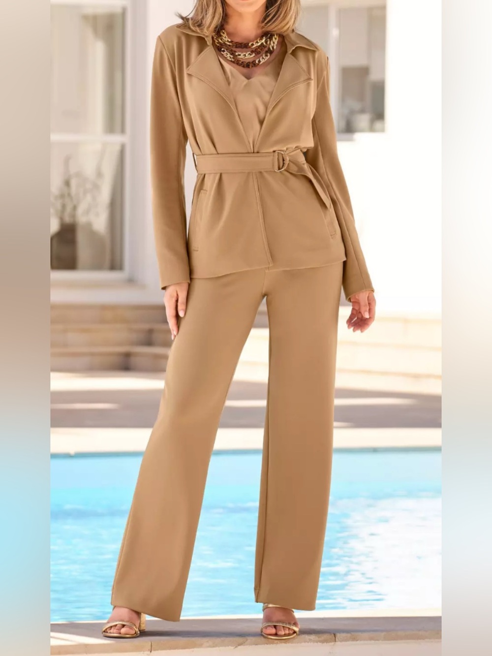 Boston Proper Tan Pants with Clean Straight Leg